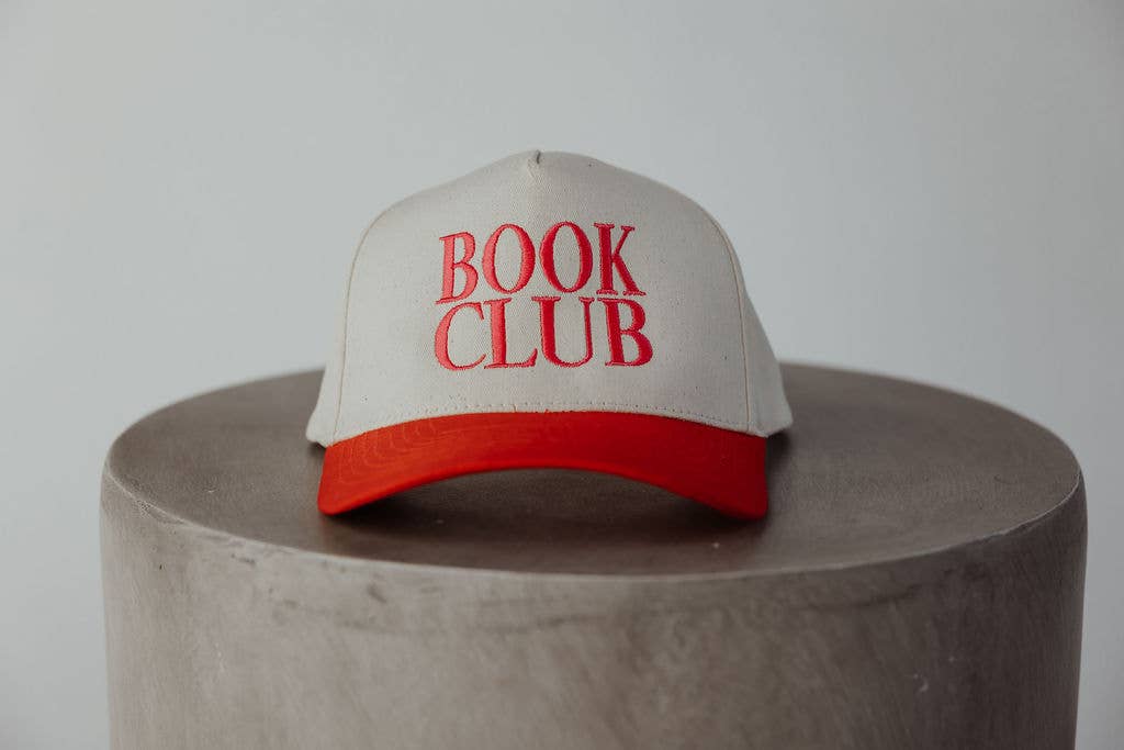 Book Club Red/Pink Vintage Embroidered Trucker Hat