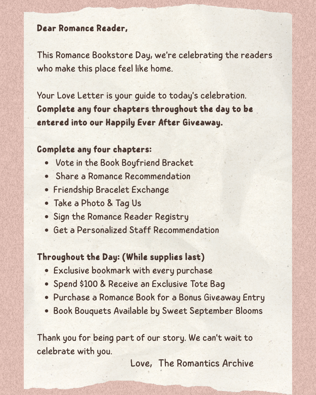 Bookstore Romance Day 2026: A Love Letter to Our Readers