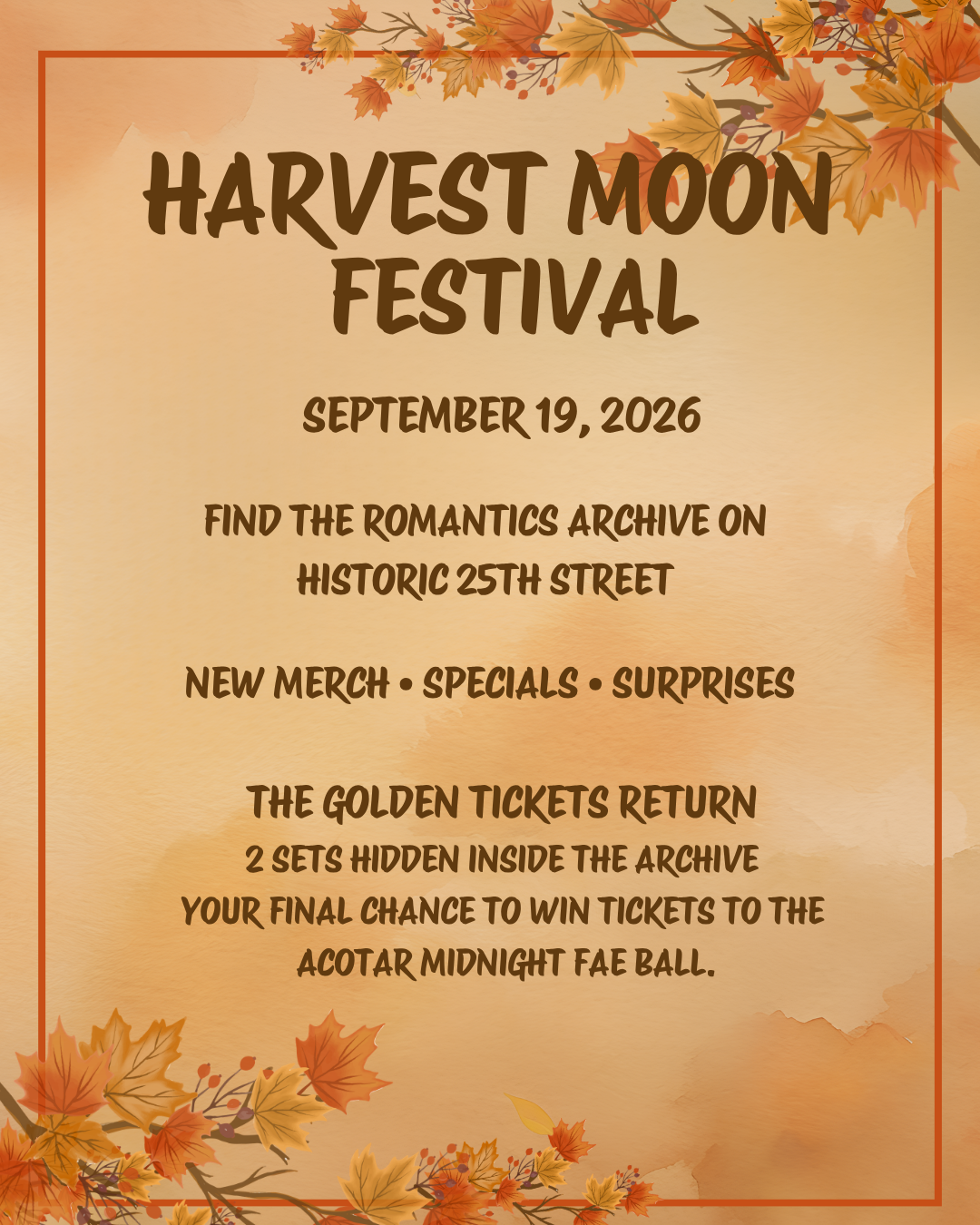 Harvest Moon Celebration at The Romantics Archive
