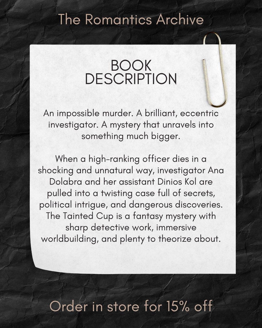 The Gentlemen's October Book Club: Tainted Cup