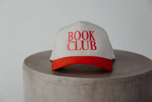 Book Club Red/Pink Vintage Embroidered Trucker Hat