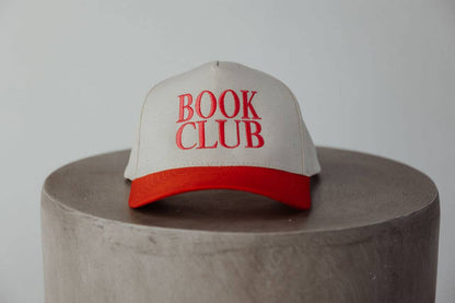 Book Club Red/Pink Vintage Embroidered Trucker Hat