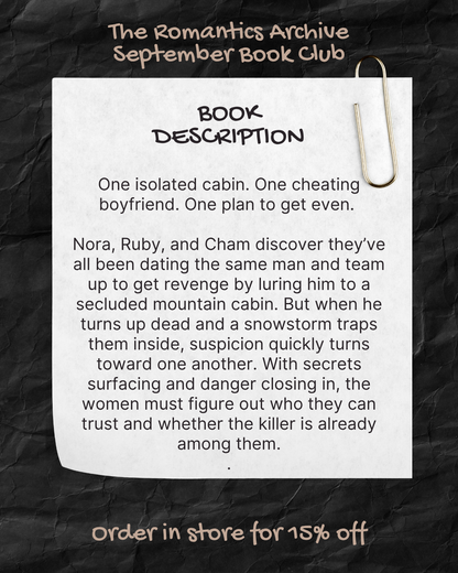 The Romantics Archive September Book Club: Cross My Heart, I hope you Die