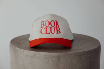 Book Club Red/Pink Vintage Embroidered Trucker Hat